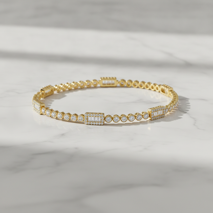 BFO60910. 14K Solid Gold Diamond Tennis Bracelet