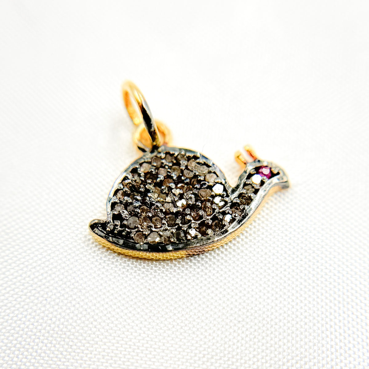 Diamond & Sterling Silver Snail Charm with Gemstones
