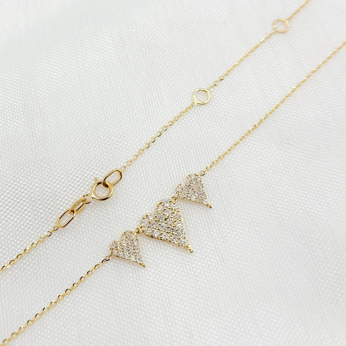 Shop 14K Solid Gold 3 Hearts Dainty Tiny Necklace
