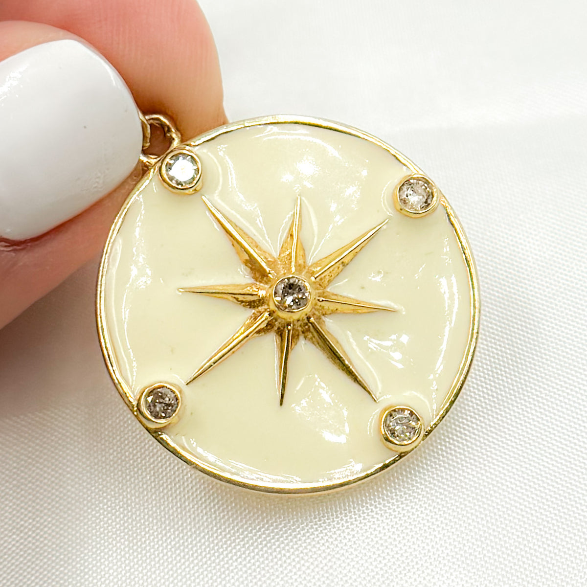 Shop Now Sterling Silver Star Enamel Pendant with Gemstone