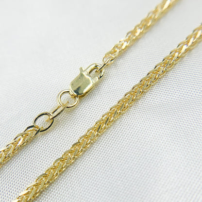 14K Solid Yellow Gold Wheat Necklace