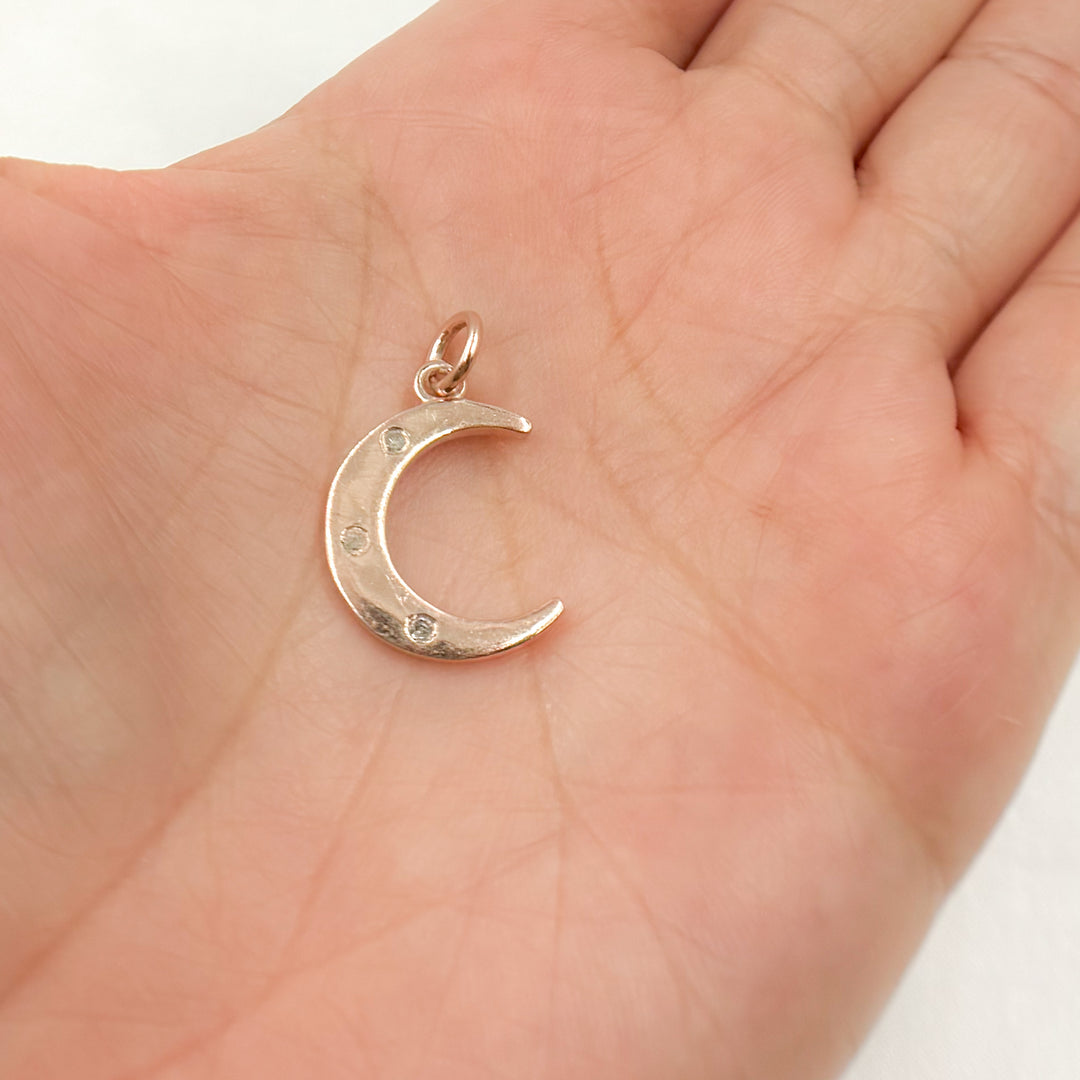 DC072. Diamond Sterling Silver Moon Pendant