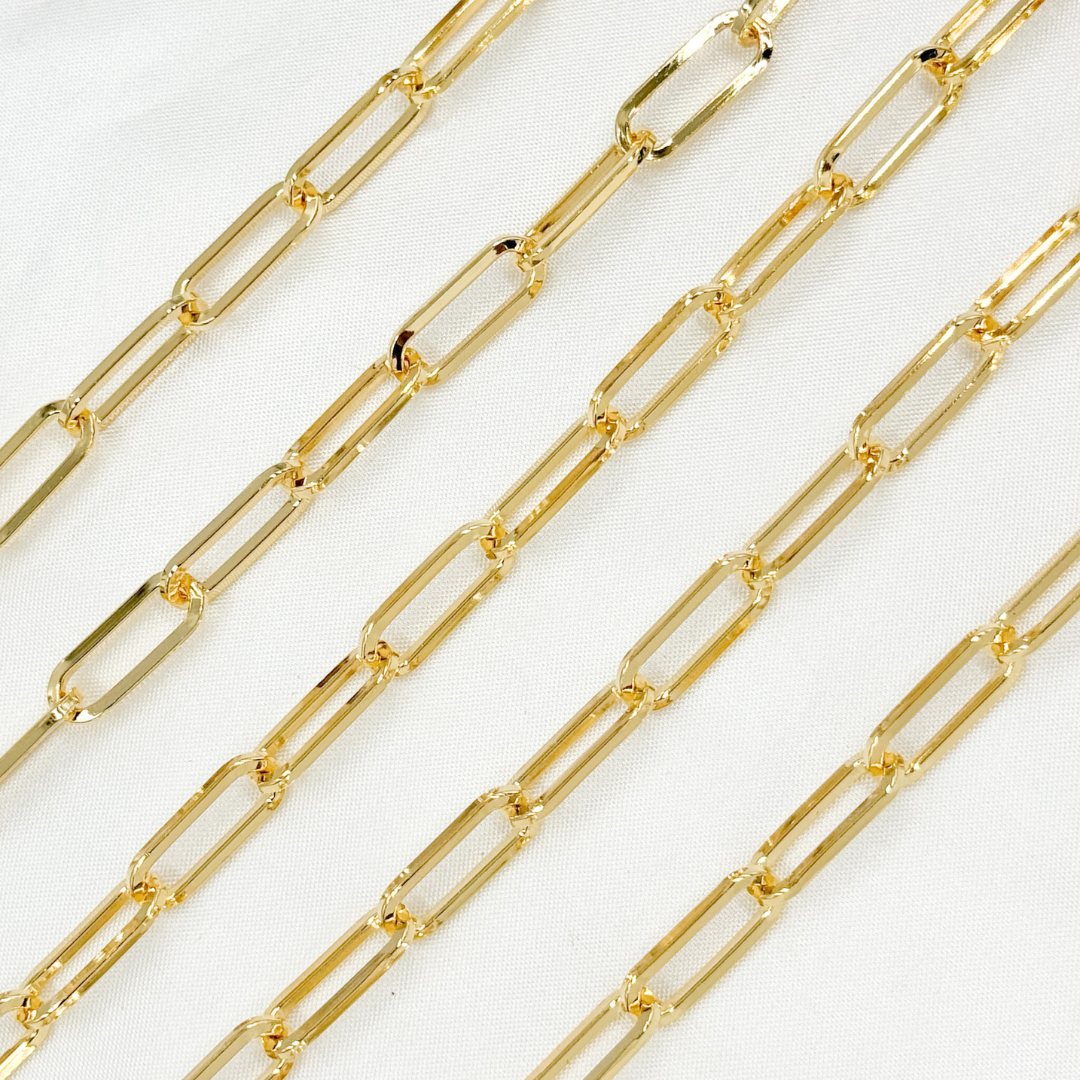 Gold Plated 925 Sterling Silver Flat Paperclip Chain. V13GP