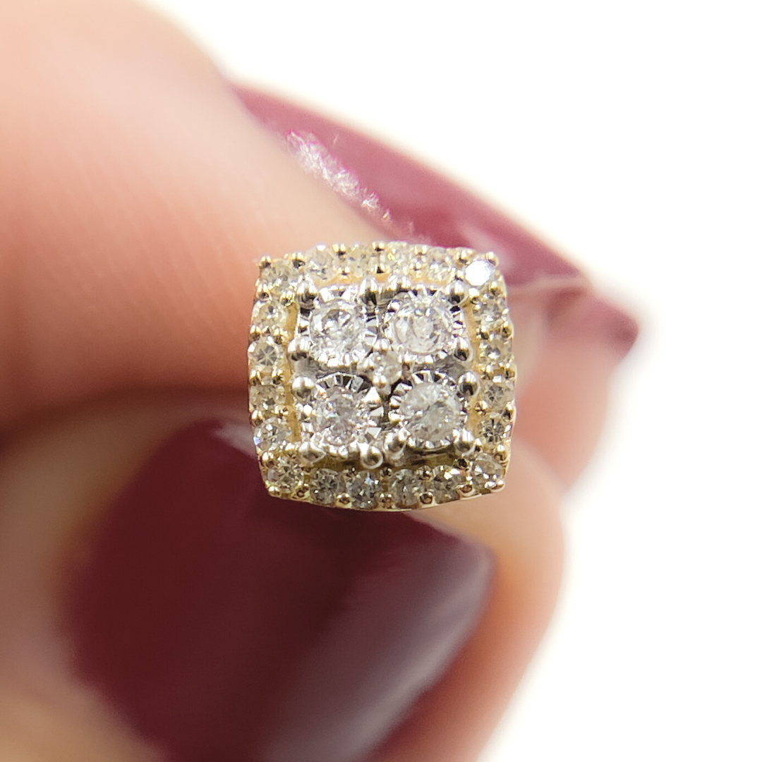 14K Solid Gold and Diamonds Square Earrings. EFE51918