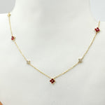 Load image into Gallery viewer, 14K Solid Gold Diamond and Gemstone Flower Necklace. NT403413RU
