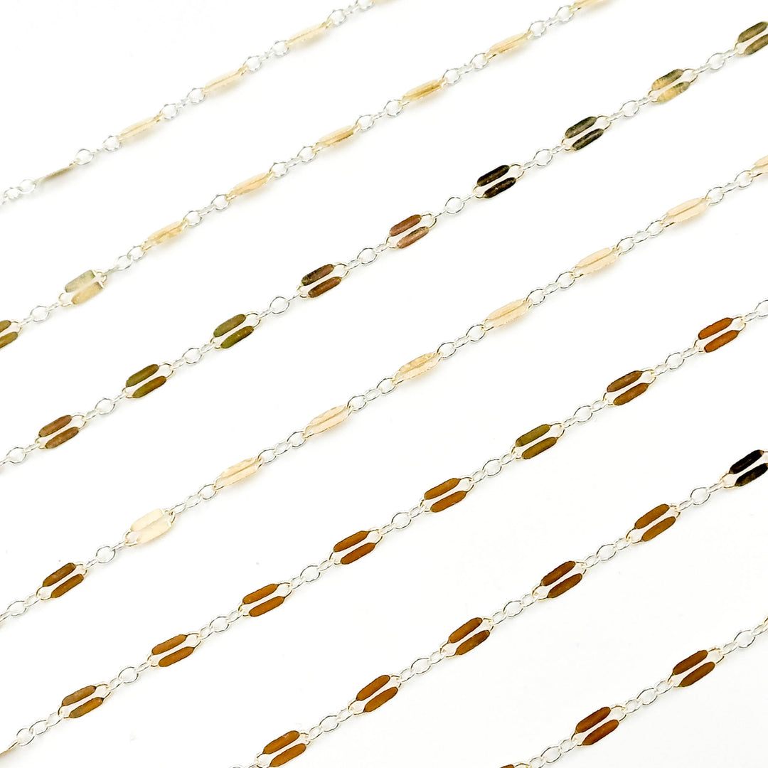 XM/1003HD/SPTT. 14K Gold-Filled and Silver Flat Marina Cable Link Chain