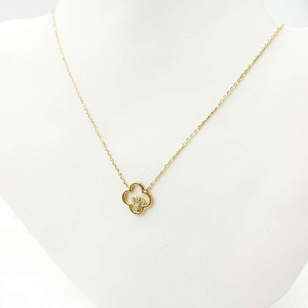 14k Solid Gold Diamond Flower Necklace. NT401192