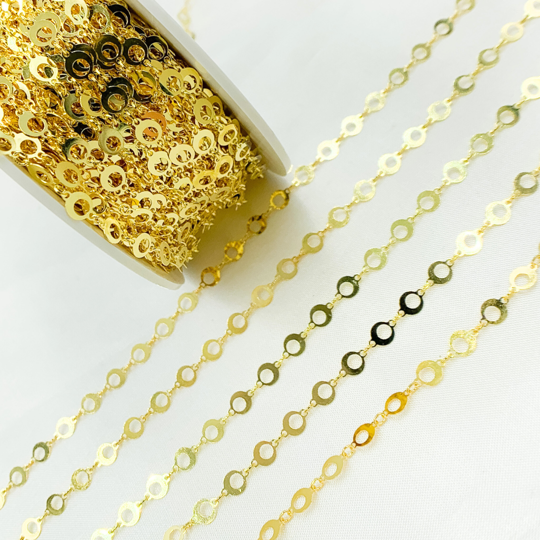 Gold Plated 925 Sterling Silver Circle Link Chains