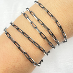 Load image into Gallery viewer, 925 Sterling Silver &amp; Black Rhodium Diamond Paperclip Chain