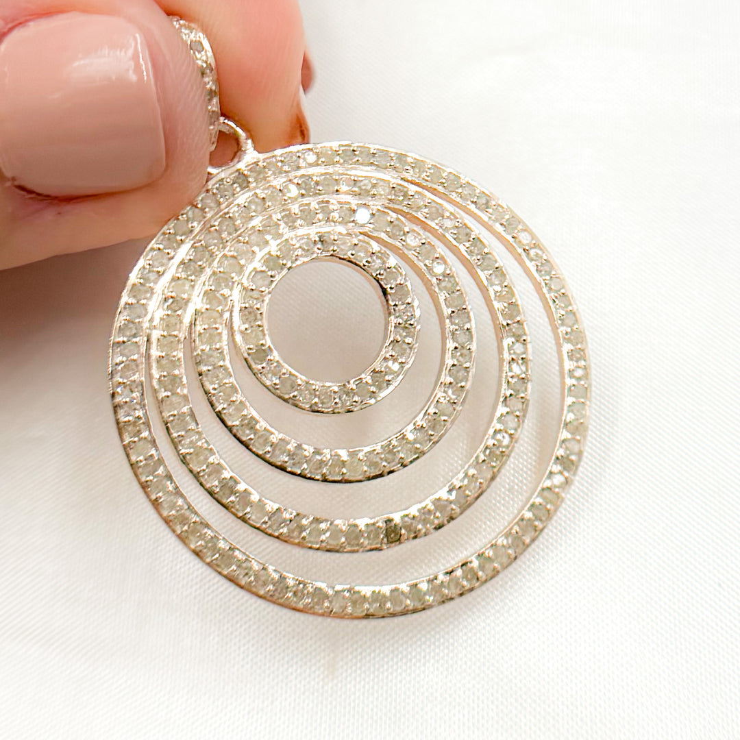 DP411. Diamond Sterling Silver Round Gradient Pendant