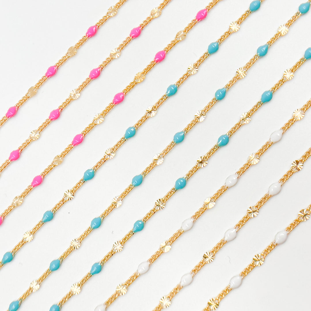 V269ENGF. 14K Gold Filled Enamel Marina Link Chains