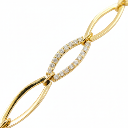 14k Solid Gold Diamond Oval Bracelet. BR402612