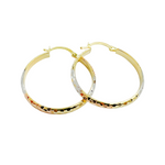 Load image into Gallery viewer, 14K Gold Diamond Cut Tri-Tone Hoop Earrings. GER75
