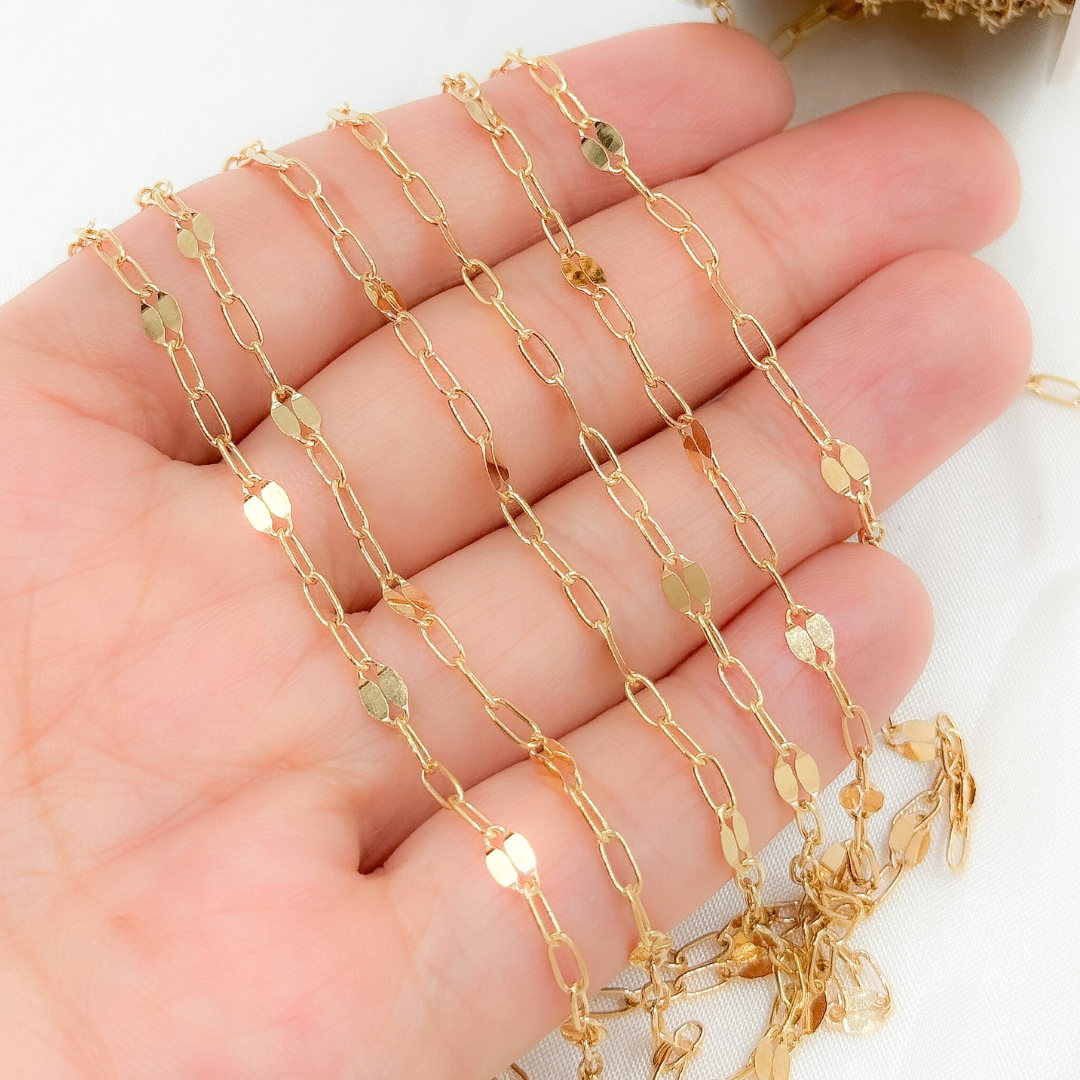 V218GF. 14k Gold Filled Marina and Cable Link Chain