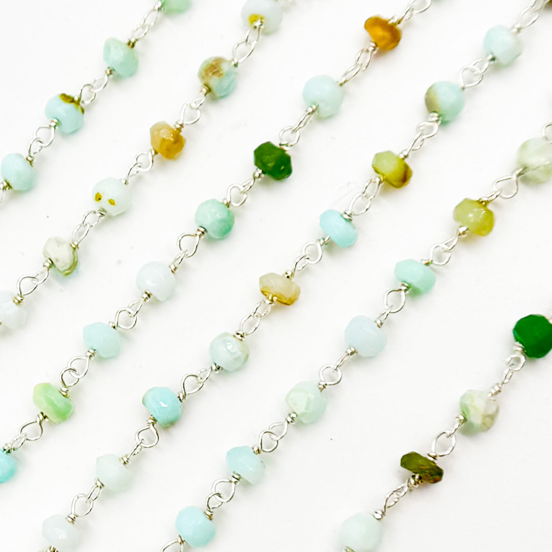 PO15. Peruvian Opal Sterling Silver Wire Chain