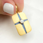 Load image into Gallery viewer, DSP076A. Sterling Silver Rectangle Enamel Pendant with Gemstone
