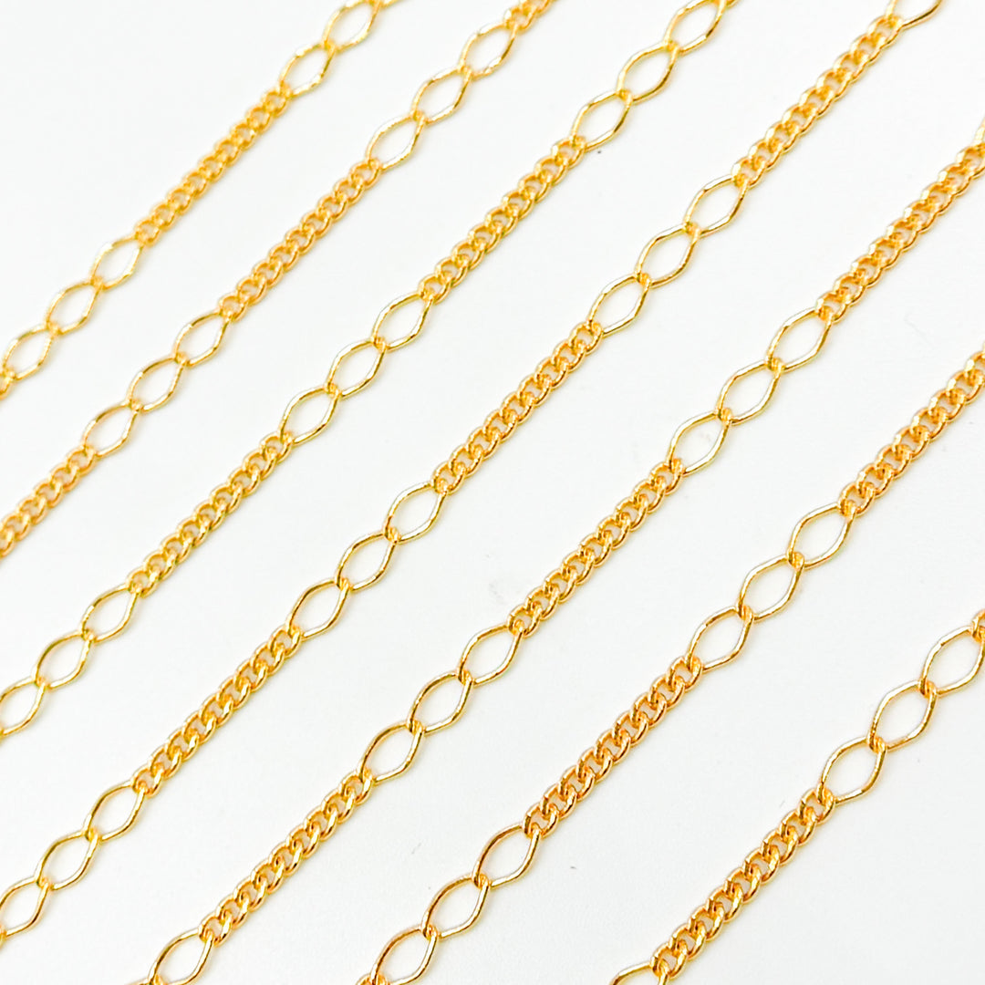 V240GF. 14k Gold Filled 3 Links Long and Curb Chain in Between
