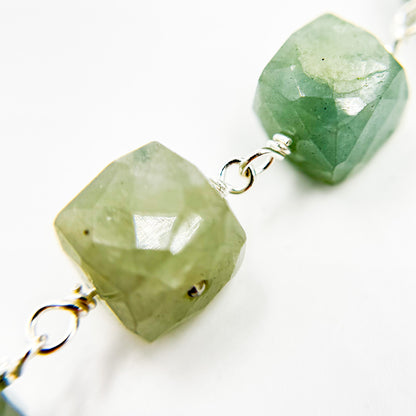 Buy Milky Aquamarine Cube Faceted Sterling Silver Wire Chain