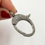 Load image into Gallery viewer, DC632. Diamond Sterling Silver Oval Trigger Clasp
