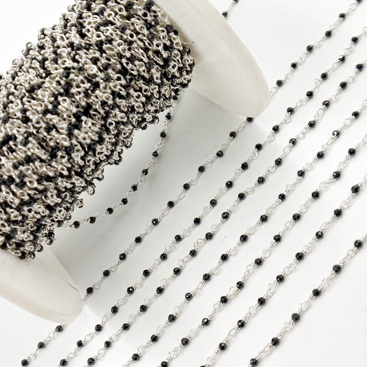 Buy White Sterling Silver Black Spinal Wire Wrap Chain