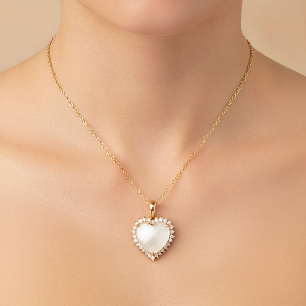 PHD38795PL. 14K Solid Gold Diamond and Gemstone Heart Necklace
