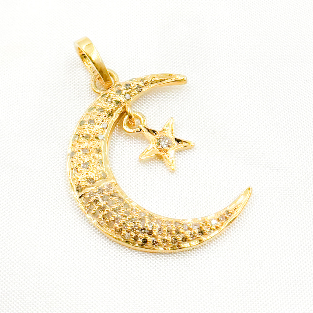 DP831. Diamond Sterling Silver Moon & Star Pendant