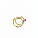 Load image into Gallery viewer, EHA57619RU. 14K Solid Gold Ruby &amp; Diamond &amp; Hoop Earrings