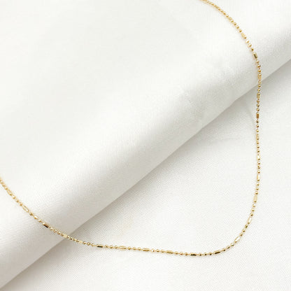 14K Solid Gold Smooth Bar and Ball Chain