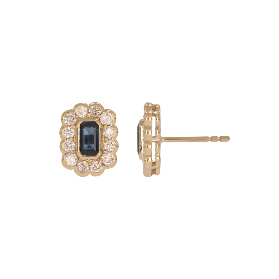 EFI54128. 14k Solid Gold Diamond and Gemstone Studs Earrings