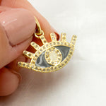 Load image into Gallery viewer, DP579A. Diamond Sterling Silver Eye Enamel Pendant
