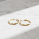 Load image into Gallery viewer, GER160. 14K Solid Gold Hollow Diamond Cut Hollow Hoop Earrings