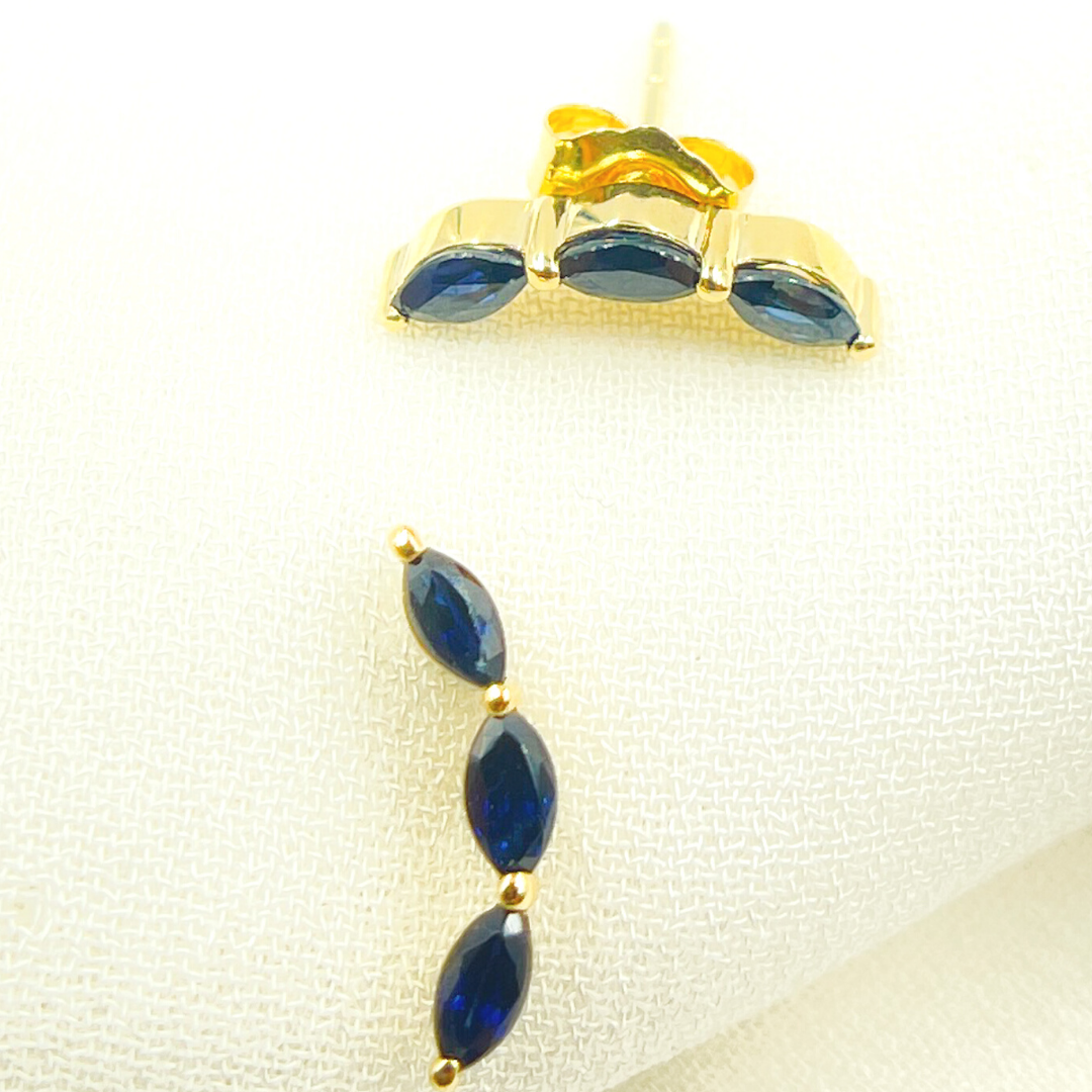 14k Solid Gold Blue Sapphire Studs. EFF51815BS