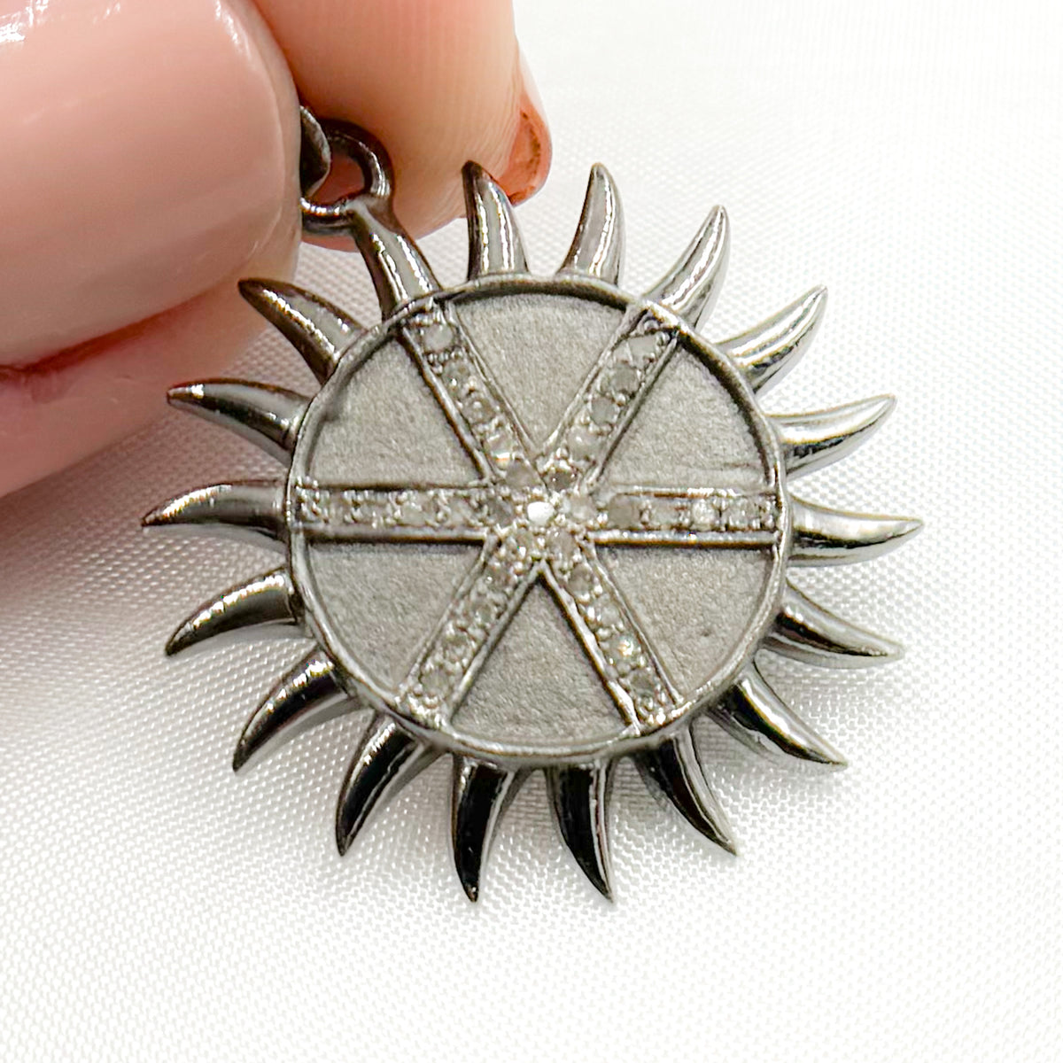 Sterling Silver Round Sun Pendant