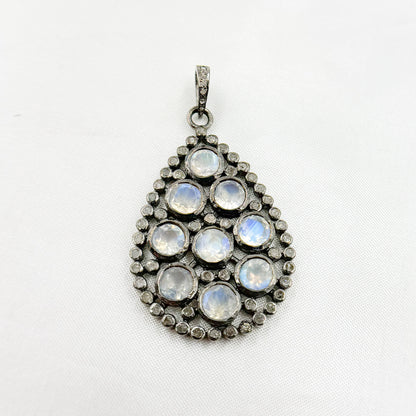 DSP05. Diamond Silver Gemstone Drop Pendant