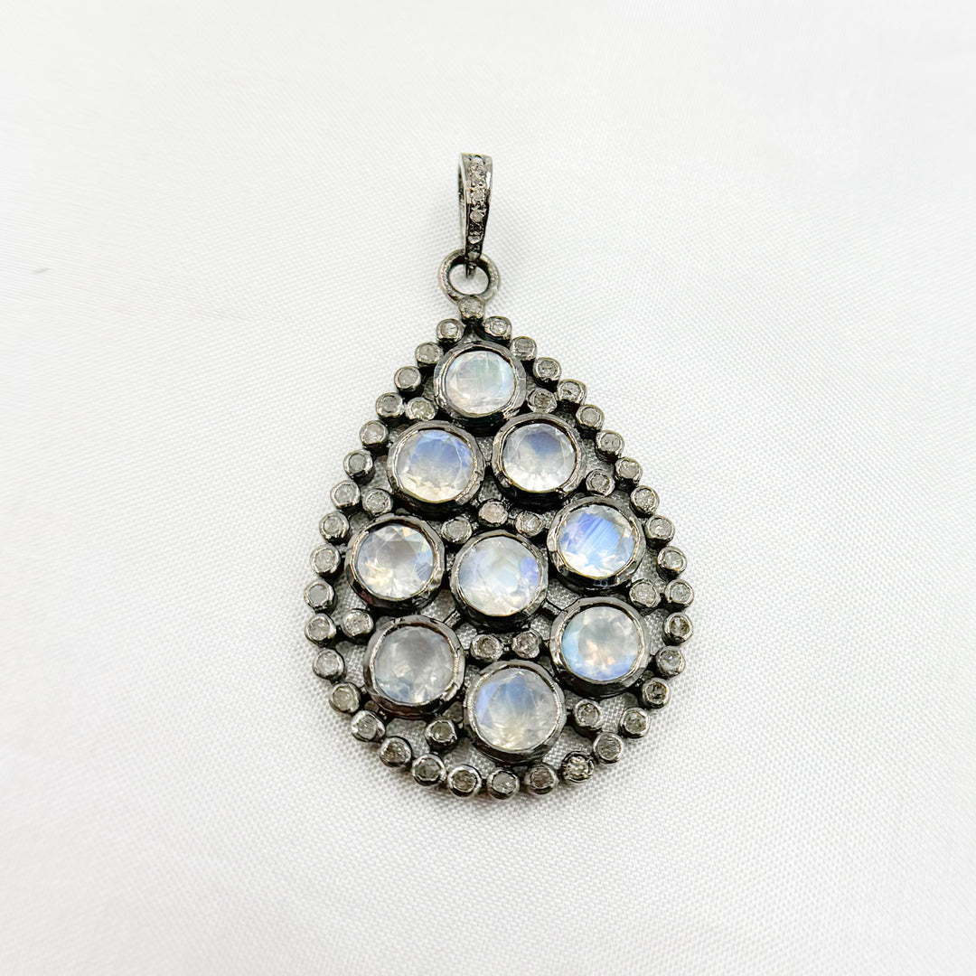 DSP05. Diamond Silver Gemstone Drop Pendant