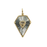 Load image into Gallery viewer, KSG29. Sterling Silver Black Rhodium with Diamonds Arrowhead Shape Charm
