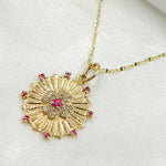 Load image into Gallery viewer, 14k Solid Gold and Gemstone (Blue Sapphire and Ruby) Flower Charm. KG206
