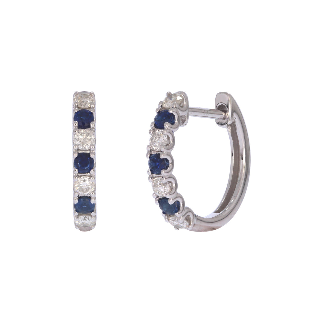 EHE57608. 14K Solid Gold Diamond and Gemstone Huggies