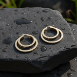 Load image into Gallery viewer, 15850003992. 14K Solid Gold Fancy Hollow Double Hoop Earrings