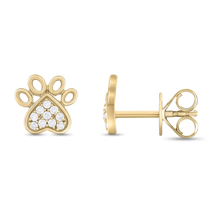 EFA54277. 14K Solid Gold Diamond Paw Studs