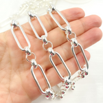 Load image into Gallery viewer, 925 Sterling Silver Hollow Paperclip and Rolo Link Chain. GIU604SS
