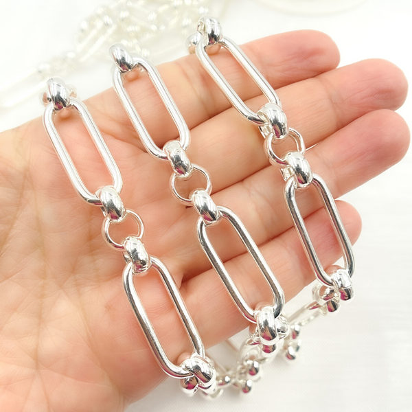 Sterling Silver Hollow Paperclip and Rolo Link Chains