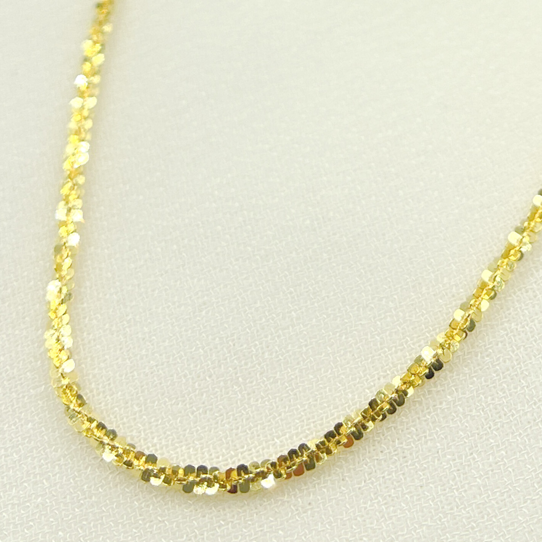 025RNBFR0. 14K Solid Gold Glitter Margarita Rock Chain