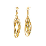 Load image into Gallery viewer, 15850023044. 14K Solid Gold Twist Triple Oval Hollow Dangle Earrings
