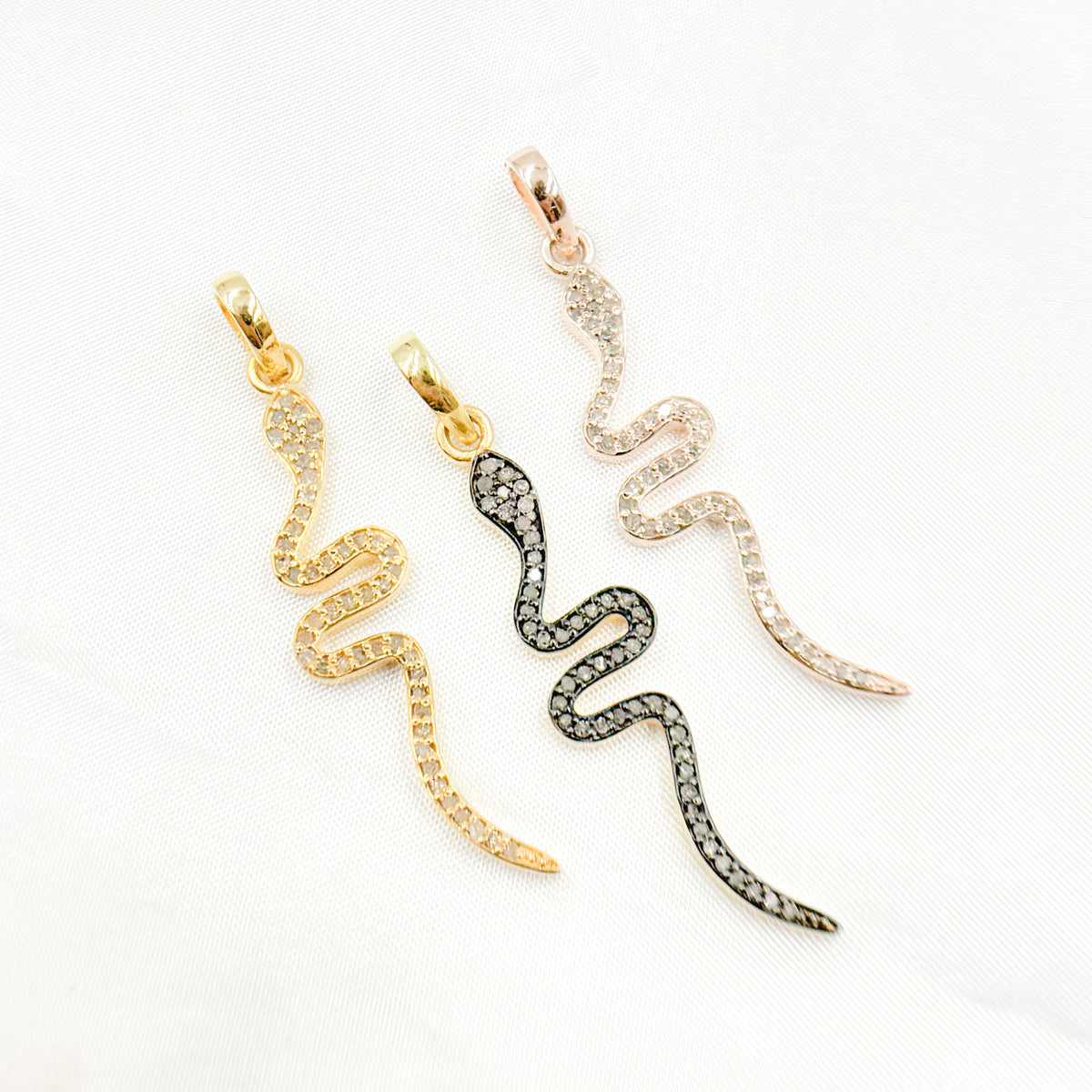 Diamond Sterling Silver Snake Pendant
