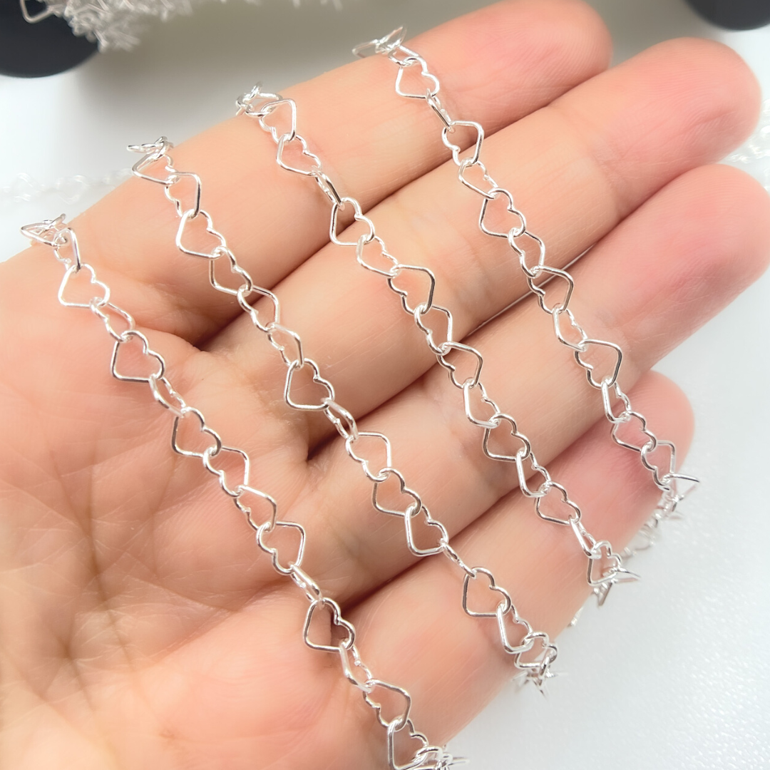 925 Sterling Silver Heart Link Chain. Y113SS