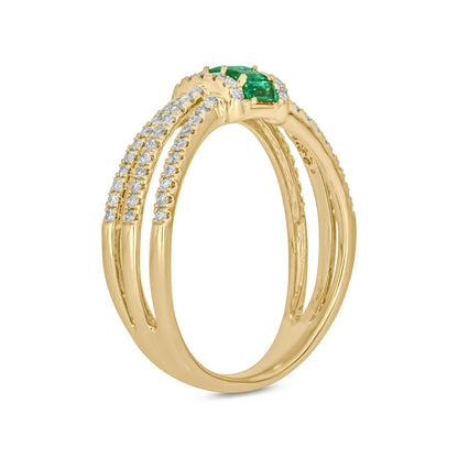 14K Solid Gold Diamond and Emerald Ring.