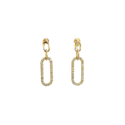 EFG52674. 14k Solid Gold Diamond Paperclip Dangle Earrings
