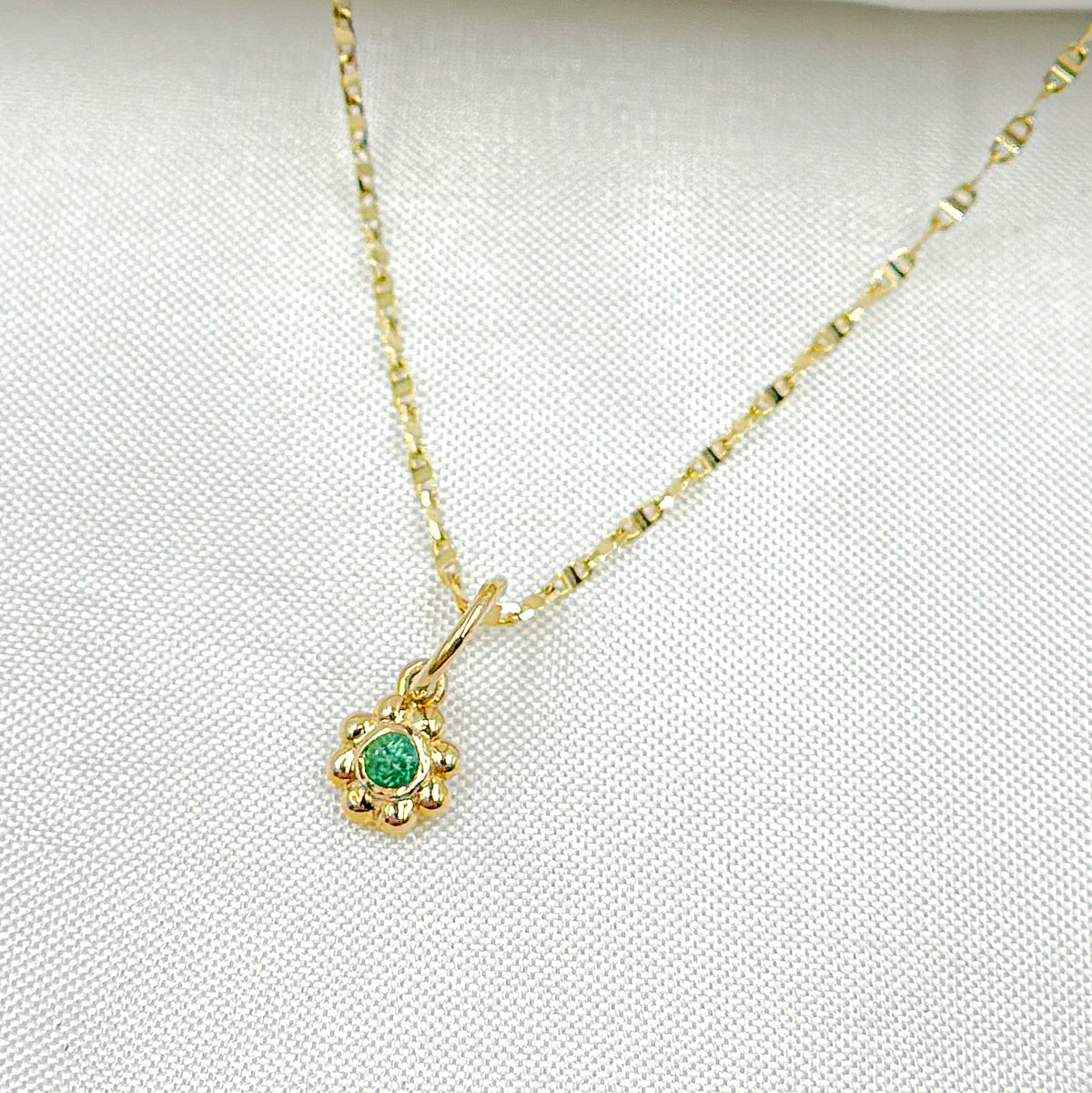 14K Solid Gold Diamond Flower Charm