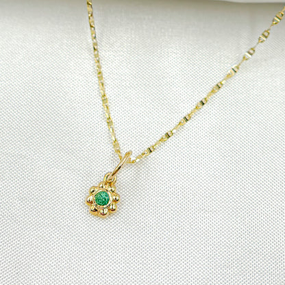 14K Solid Gold Diamond Flower Charm